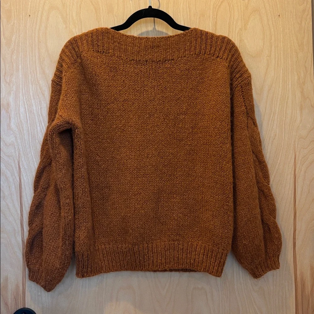 Madewell Cable Knit Sweater Alpaca Blend Brown Size Small - Picture 5 of 7